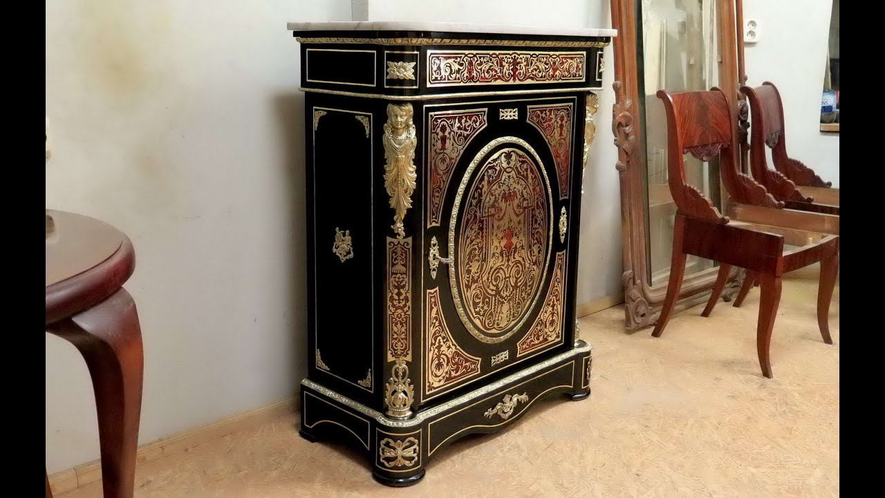 Bufetes bula tehnikā restaurācija. Boulle Marquetry Restoration.