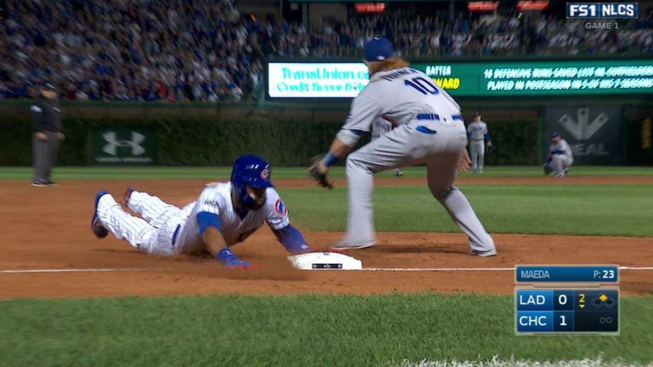 NLCS Gm1: Heyward leads off bottom of 2nd with triple
