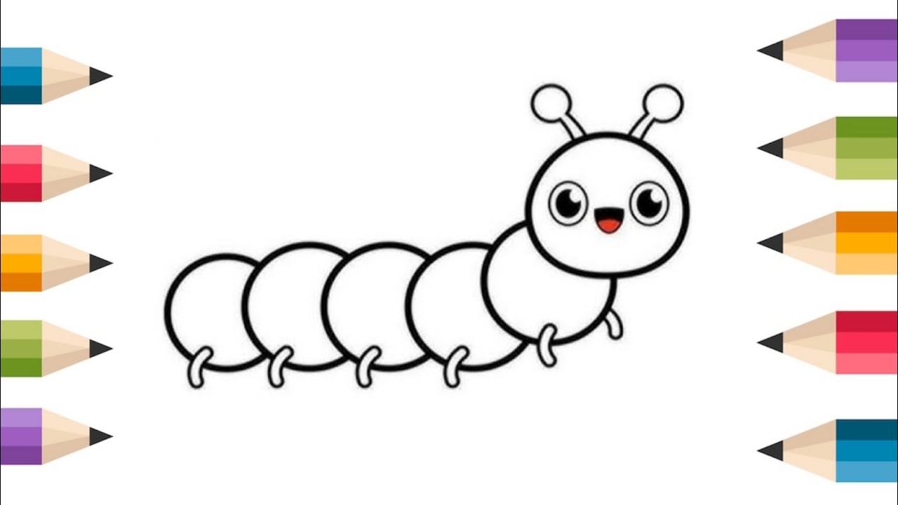 How to draw a cute caterpillar || Easy kids drawing step by step 😆🎨🎨