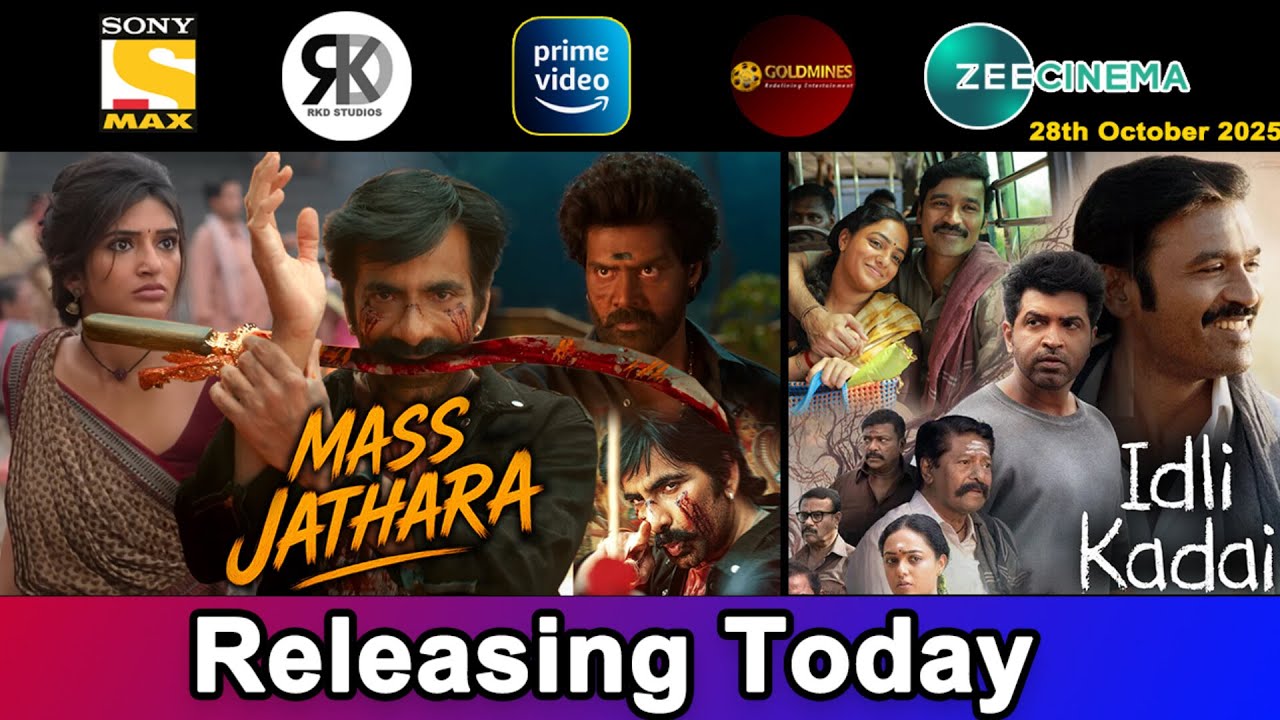 2 New South Hindi Dubbed Movies Releasing Today | Mass Jathara, Idly Kadai | 28th October 2025