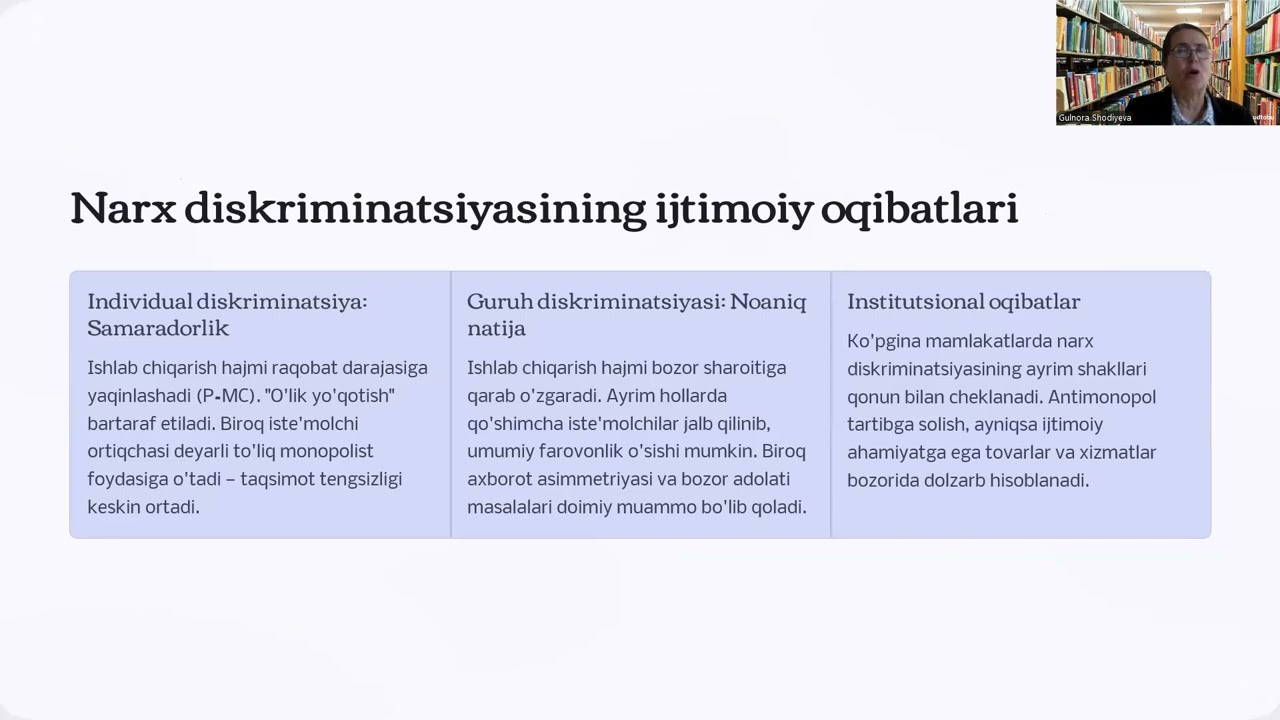 video 3  mavzu Monopol va oligopoliya bozorlarda narx strategiyalari va xulq atvor jihatlari