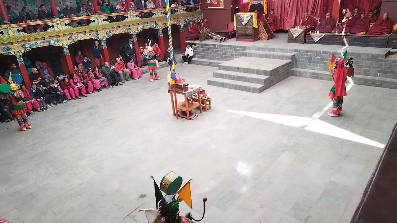 A Colourful Dressed Dances by Monks | in festive Ceremonial day at Chiwang Monastery Everest Region