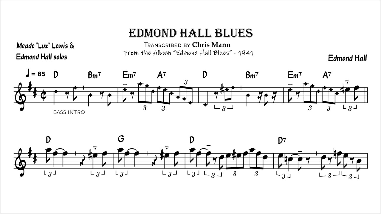 Edmond Hall - Blues (clarinet transcription)