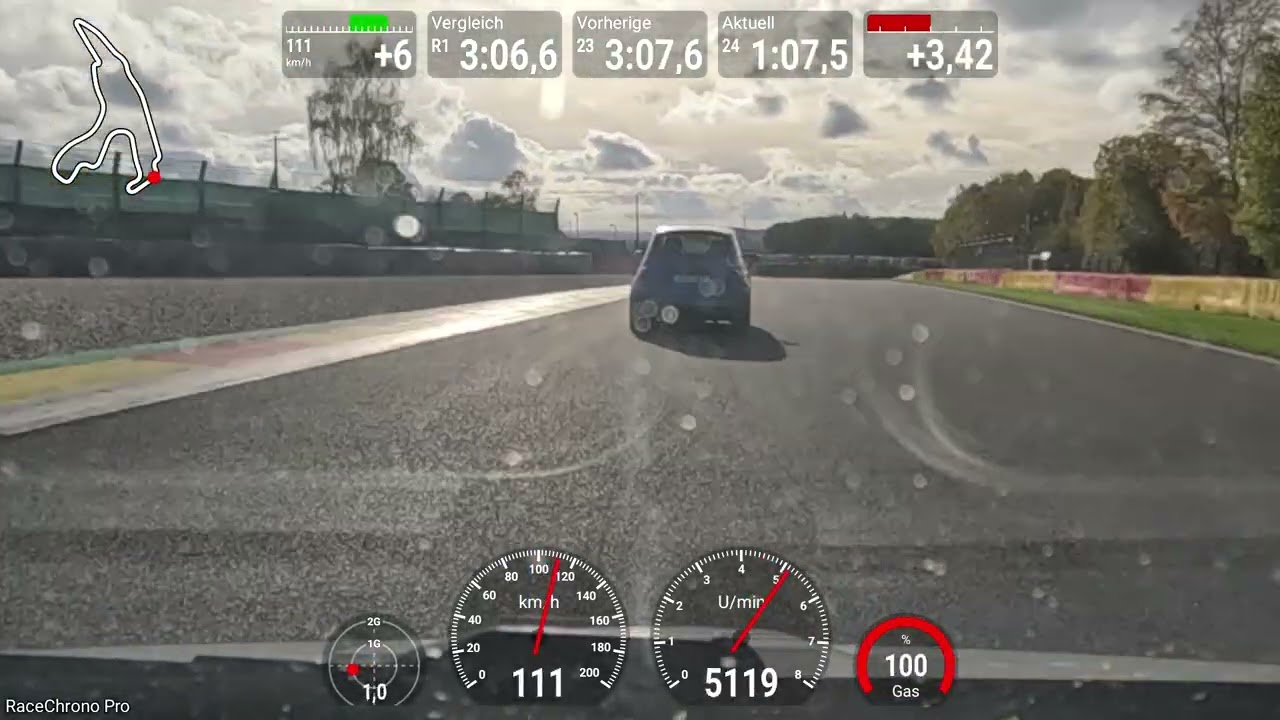 DSK Trackday Spa 22.10.2025. In Runde 24 verfolge ich den blauen Abarth.  und setze mich dann ab.