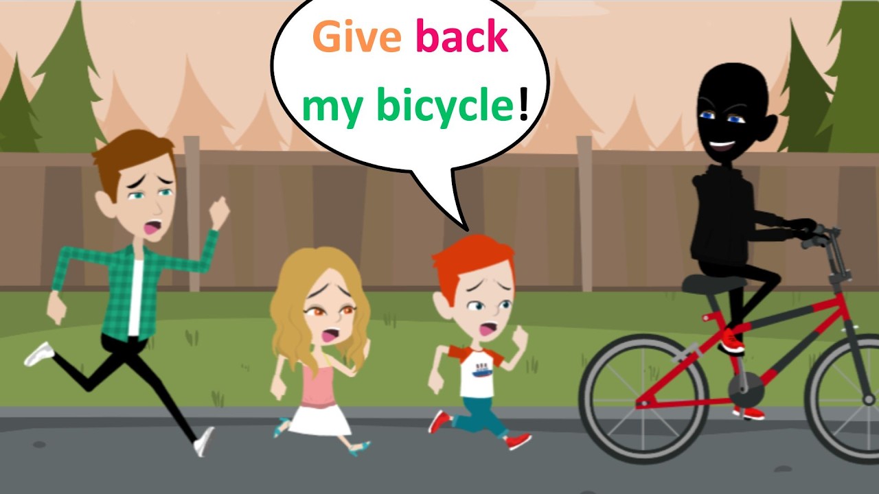 Lucas must find his lost bicycle - Animated English Funny Story - Lucas English