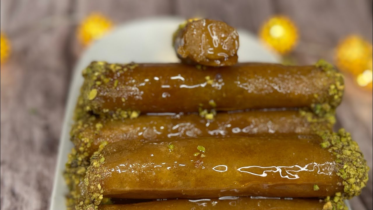 Cigares croustillants et farce moelleuse  amandes -abricots