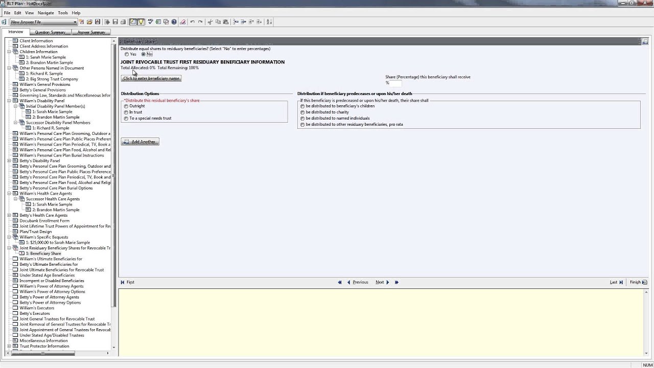 Revocable Living Trust Creation Demo - Estate Planning Drafting Software