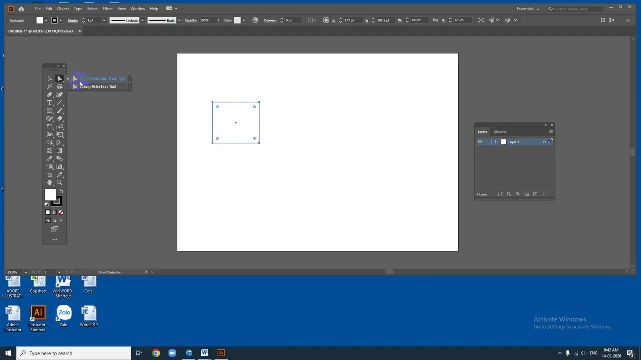Tạo tam giác từ hình chữ nhật trong Adobe Illustrator 2020