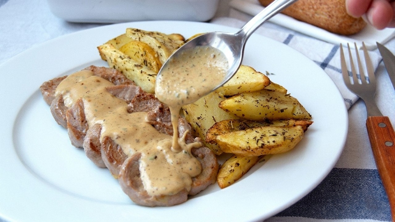 Solomillo de Cerdo en Salsa de Queso Azul | Recetas de carne fáciles, rápidas y sin horno