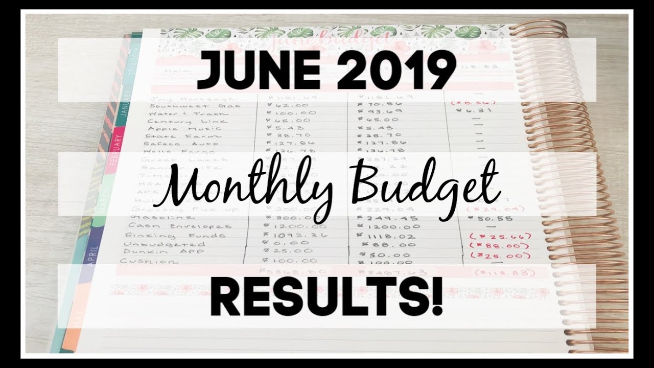 Monthly Budget Results | June 2019 | Erin Condren Deluxe Monthly Planner |