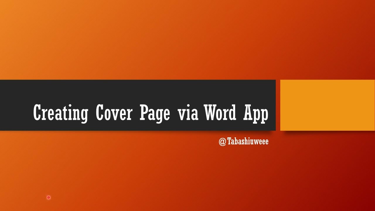 Creating Cover Page via Word App