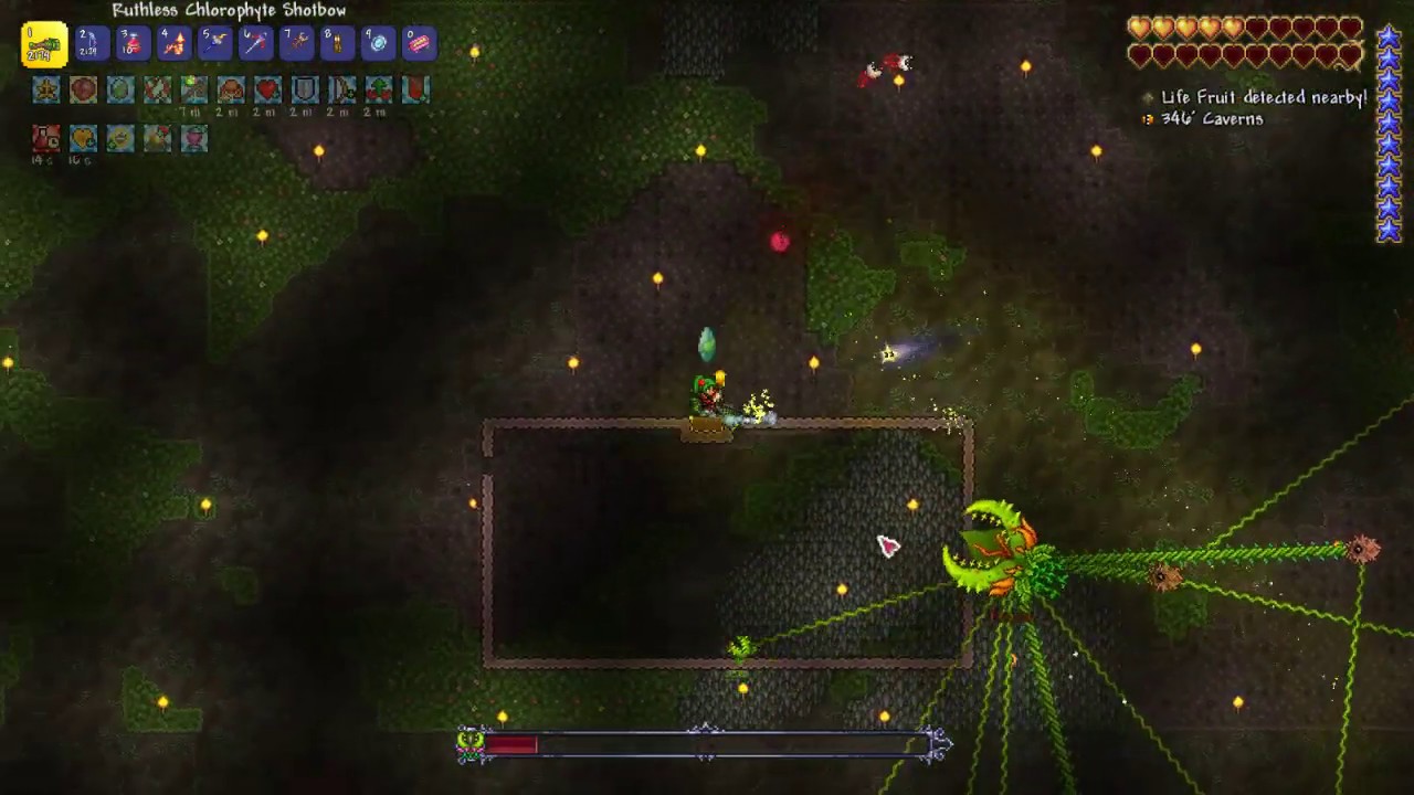 Terraria 1.4 Master Mode Plantera Boss Fight, HS... (Solo) Chlorophyte Shotbow