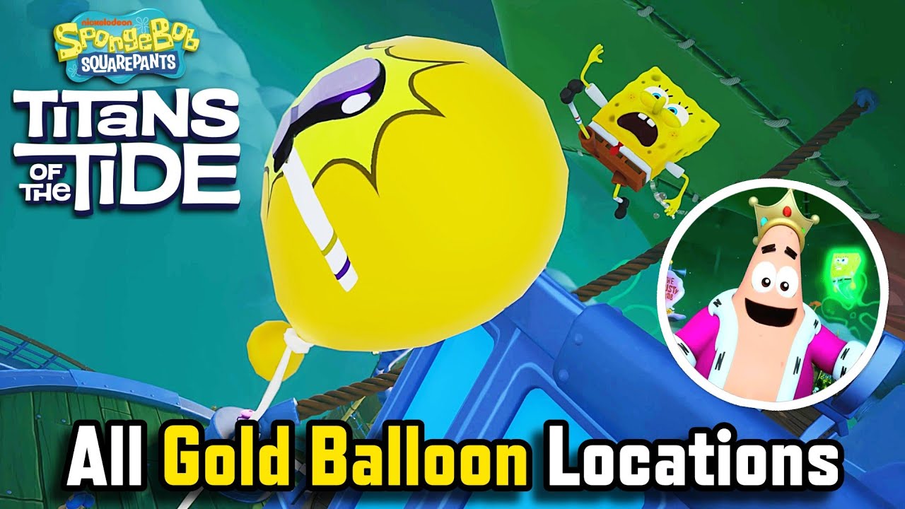 SpongeBob: Titans of the Tide - All Gold Balloon Locations (Unlock King Patrick Costume)