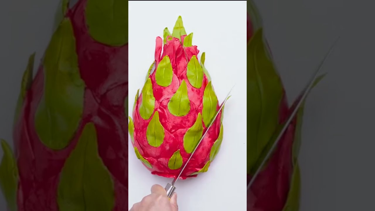 ASMR DRAGON FRUIT & PAPAYA CAKE Cutting | Viral Vlogger | #Shorts #CAKECUTTING #SATISYING