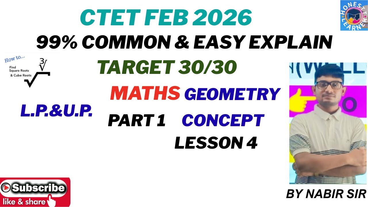 Full Concept Of  CTET L.P. & U.P.  Maths  Geometry Part 1 By Nabir sir @HonestLearner⁩