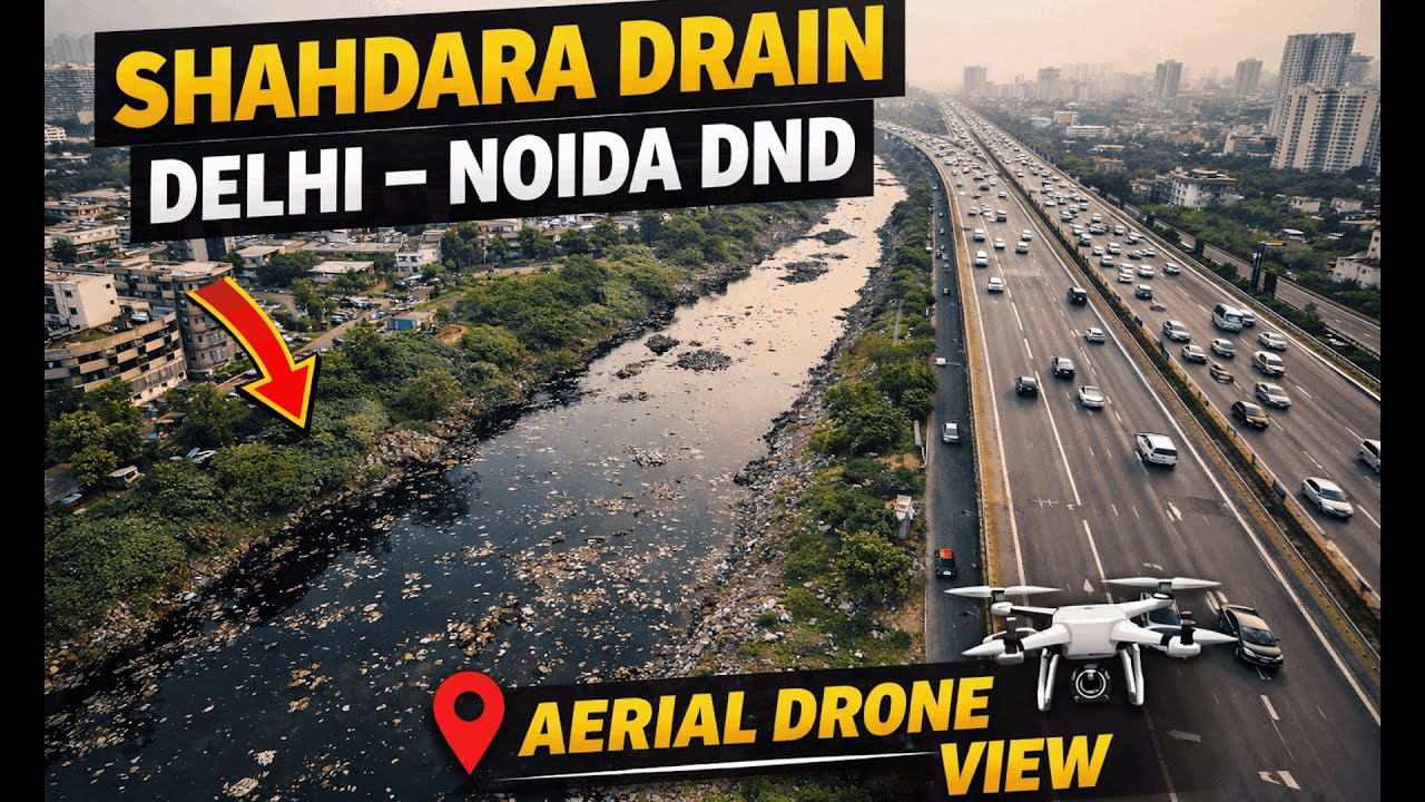 Aerial Videography of Shahdara Drain | Delhi&ndash;Noida DND Flyway | Drone View