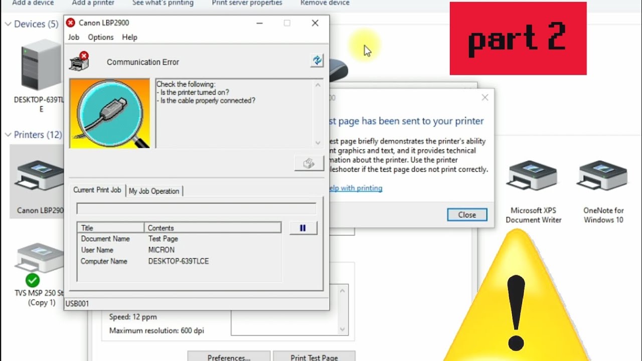 How to fix communication error in Canon LBP 2900 printer Part 2