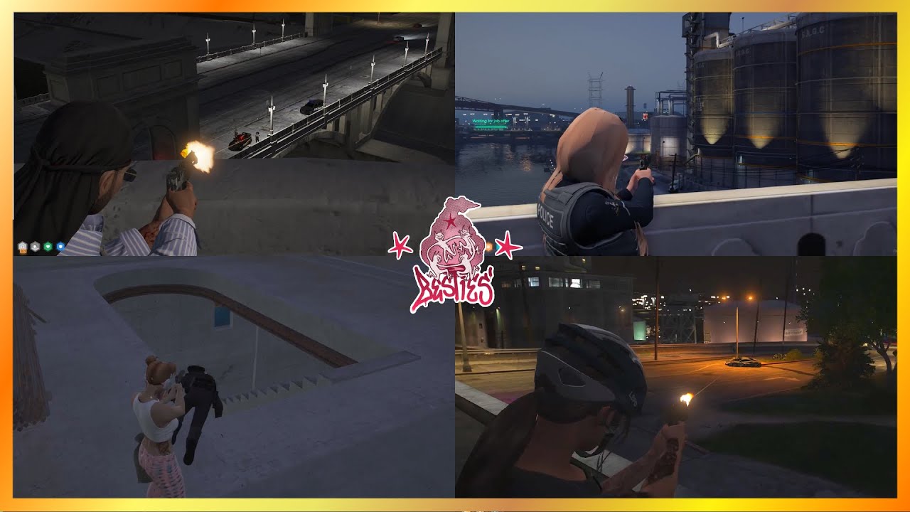 Лучшие подружки хлопают в ладоши полицейским на бульваре Эль-Ранчо // RP Truck (вид с разных точе...