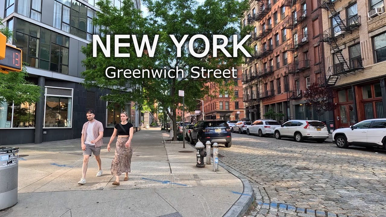 New York - Walking tour Greenwich Street - USA / 4К 60
