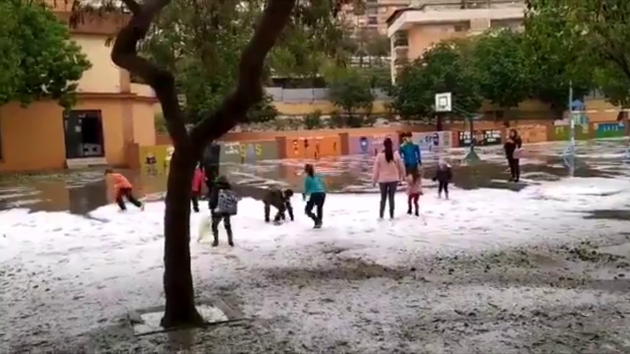 Malaga Covered In Hail After Huge Storm
