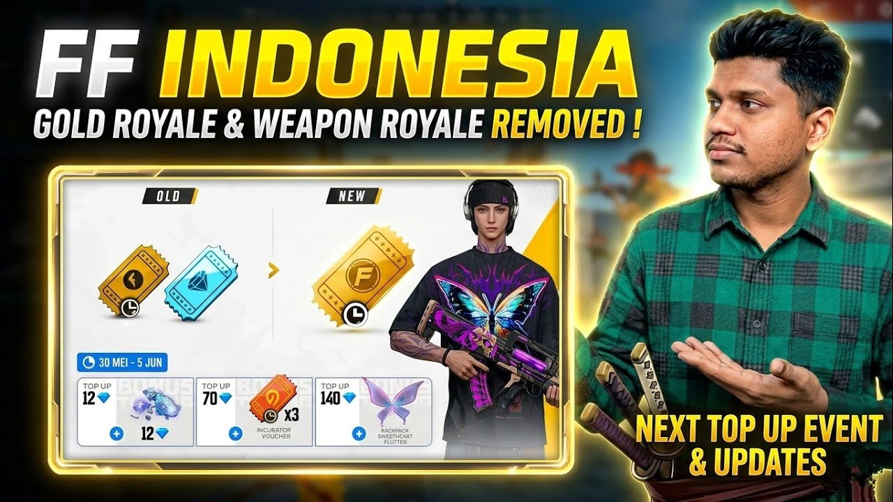 FF Indonesia Server Gold Royale And Weapon Royale Removed ! Next Top Up Event & Updates