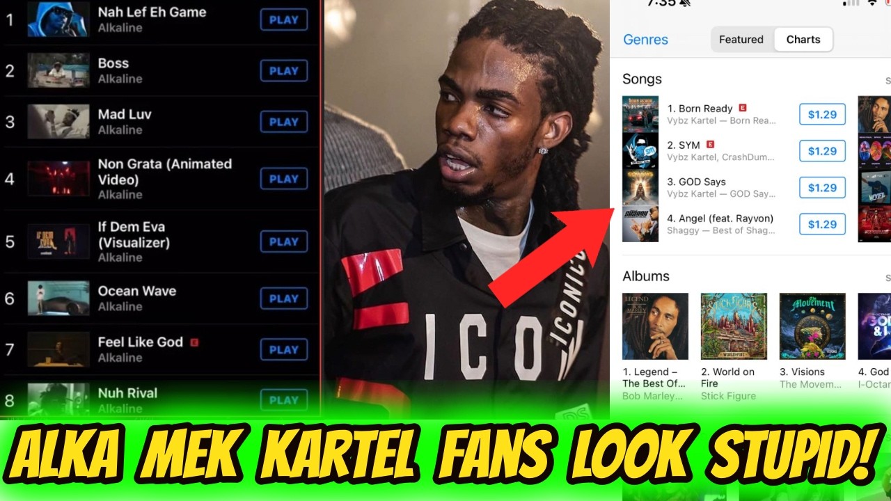 Vybz Kartel MADE HISTORY 1 2 3 iTUNES ALKALINE HOLD MY BEER! Alka Mek Kartel Fans Look Stupid!