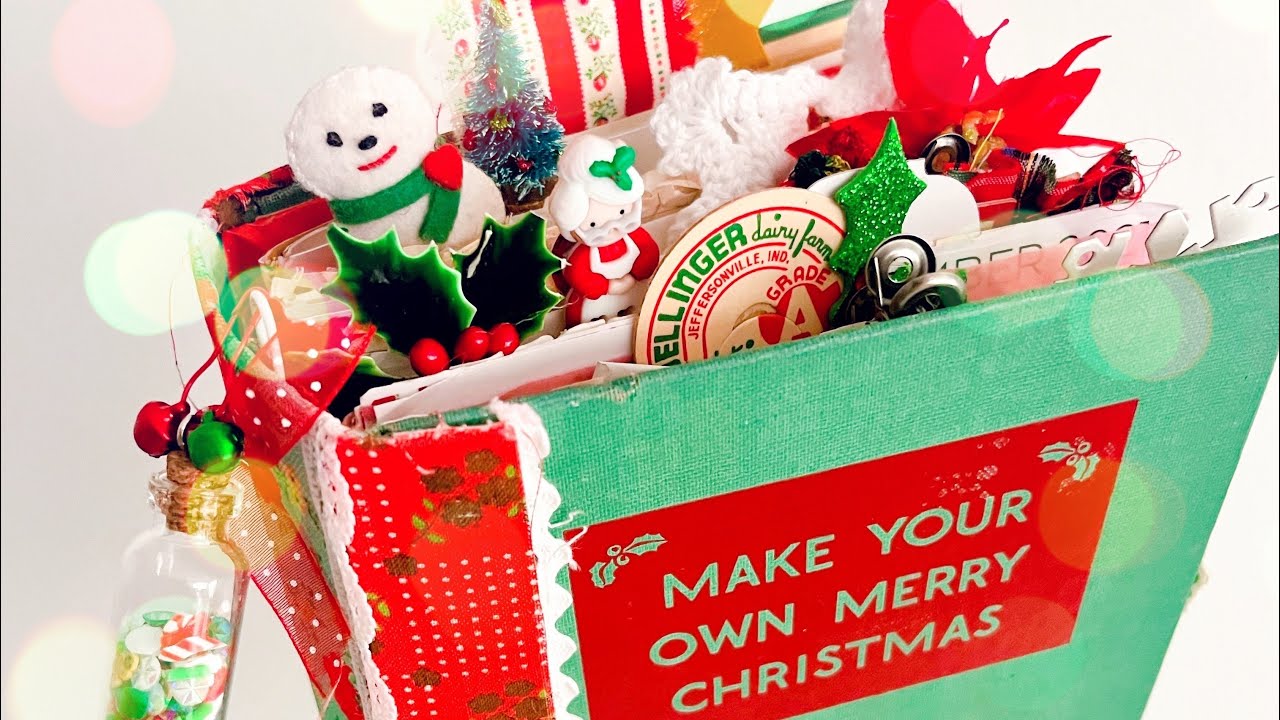 Make a no sew Christmas Journal with a secret binding! Add or remove pages junk journal tutorial