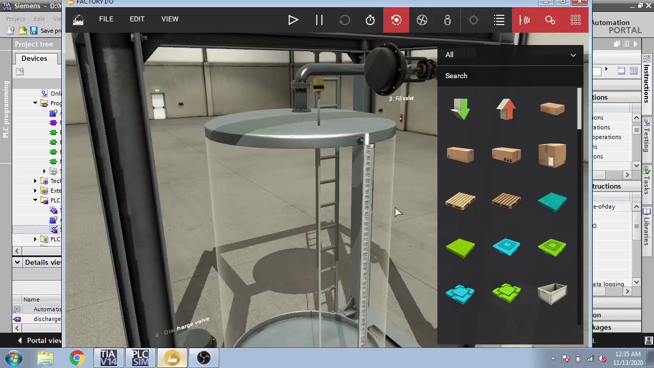 Factory IO Scene Filling Tank Timer - Tutorial 9 - TIA Portal