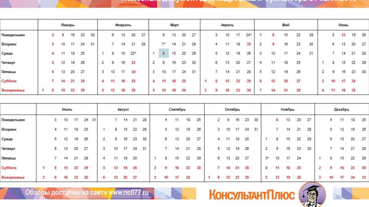 Ставропольский производственный календарь 2017
