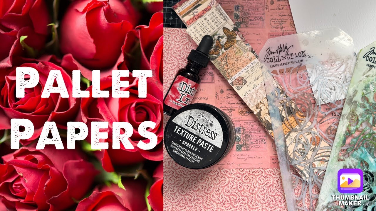 D1. Любовь к творчеству: бумага Tim Holtz Pallet Papers: открытки ко Дню святого Валентина: трафа...