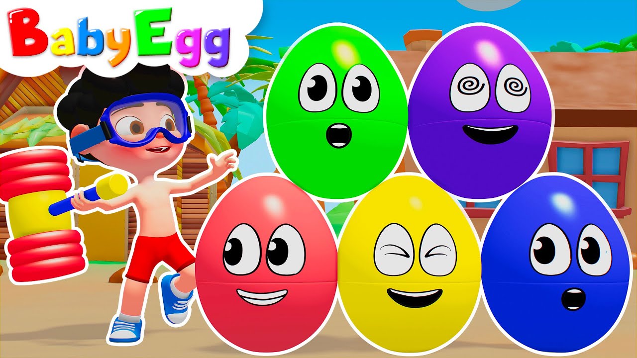 Damian Explores Colorful Surprise Eggs | Yes Yes Playground Song | babyEgg Robot 8 Nursery Rhymes