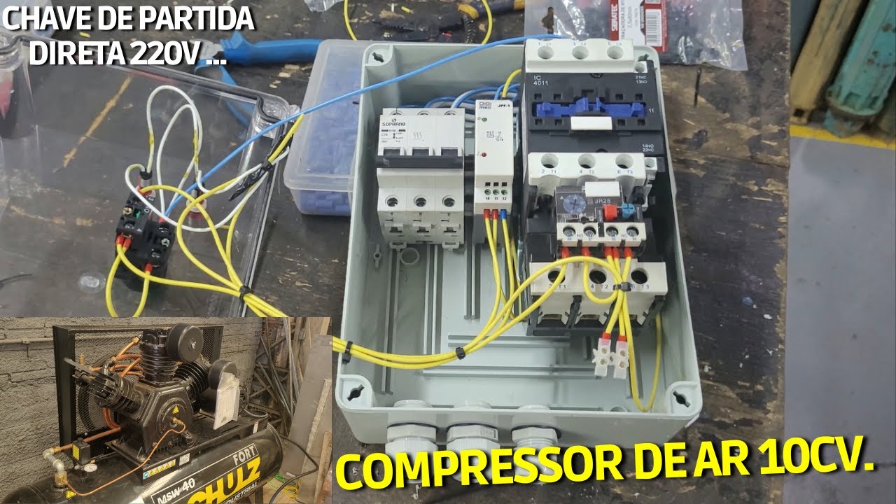 CHAVE magnética. PARTIDA direta PARA COMPRESSOR DE AR 40PCM. motor 10CV TRIFÁSICO. MODELO econômico.