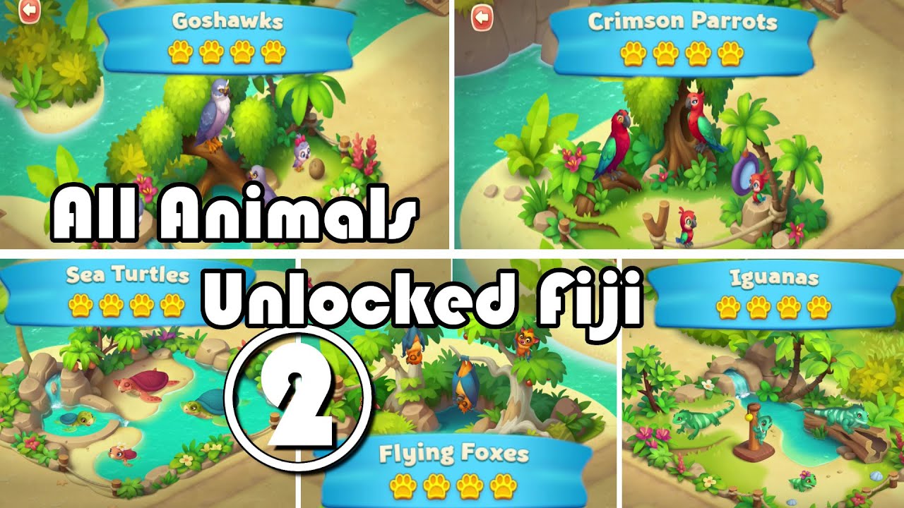 Wildscapes Walkthrough Gameplay - Unlocking All Animals - Fiji - Part 2