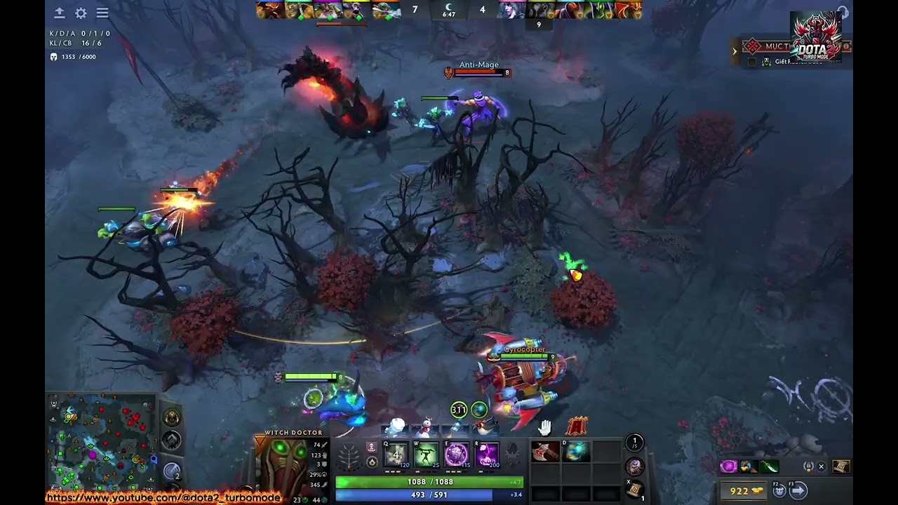 [WD-50] Witch Doctor + Sniper [Hardlane] vs Anti Mage + Dragon Kinght #witchdoctor #dota2turbo