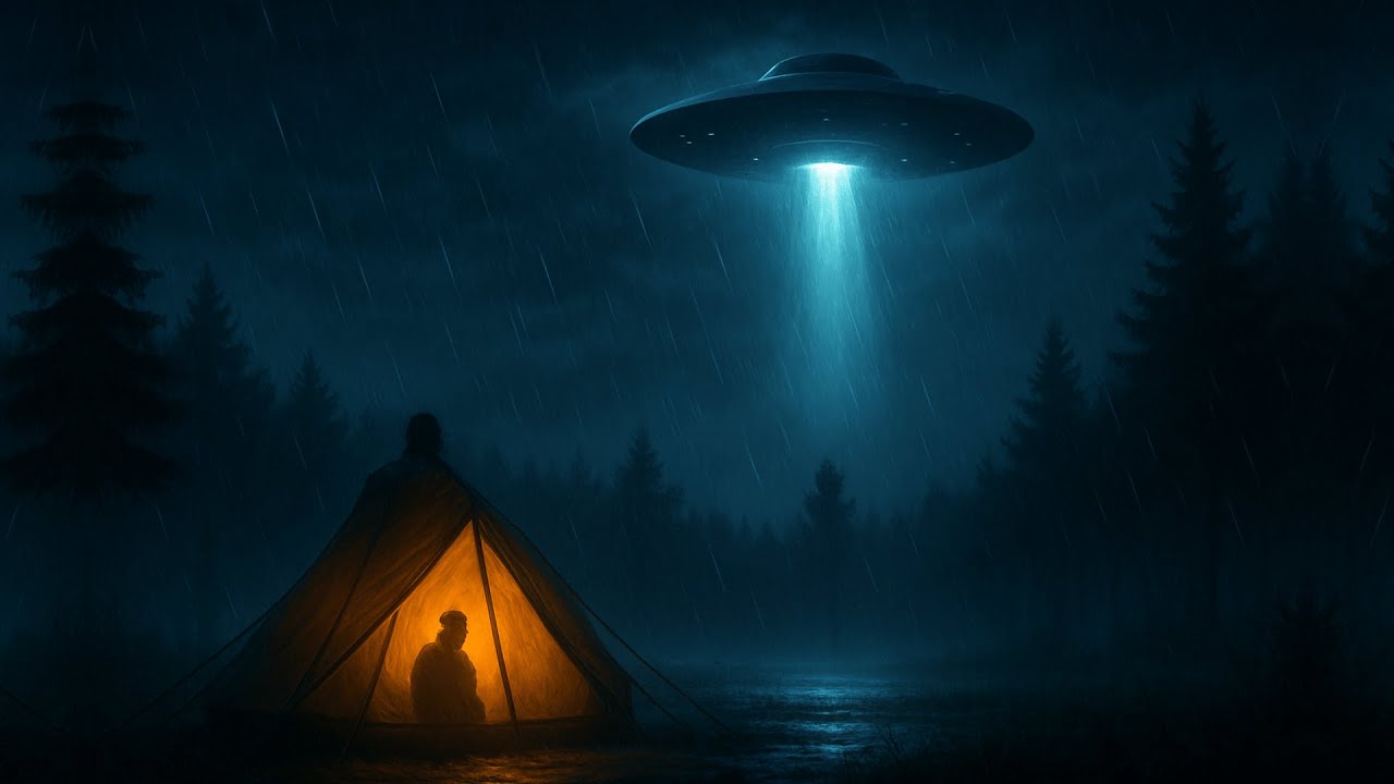Alien & UFO Stories with Rain on Tent Sounds for Deep Sleep & Relaxation