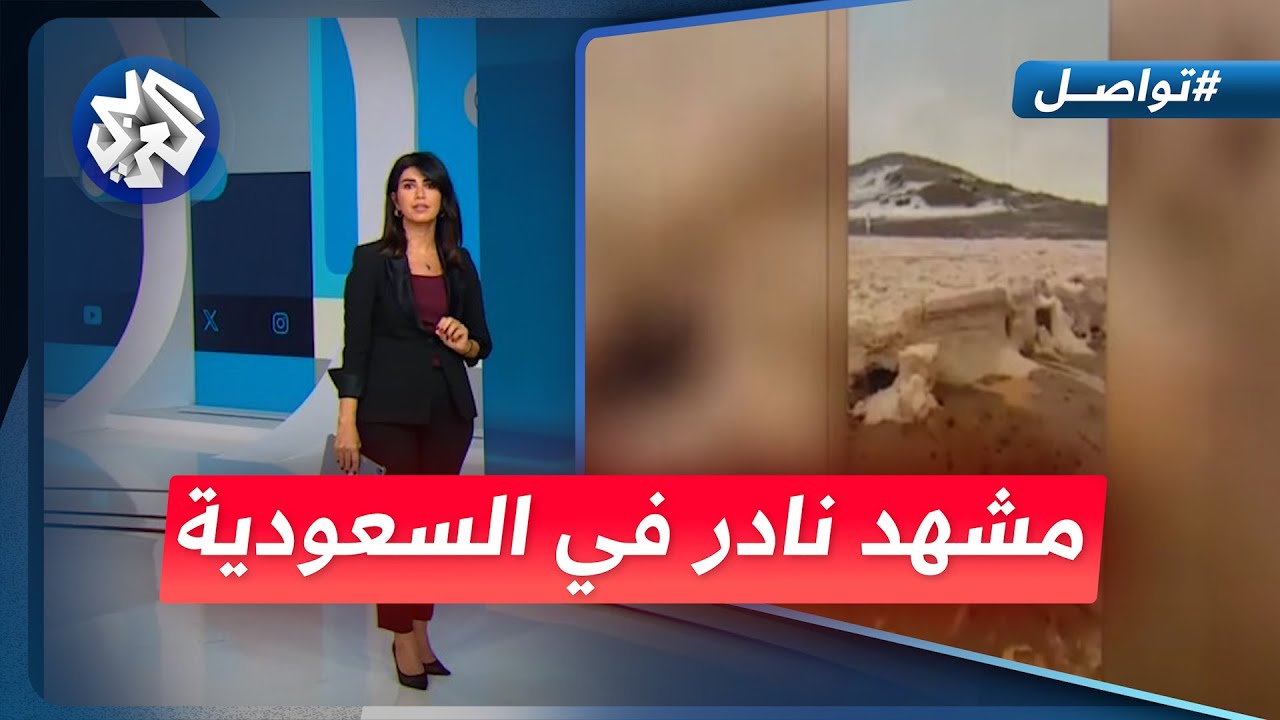 في حدث نادر.. حبات برد ضخمة تكسو مدينة رنية السعودية │ تواصل
