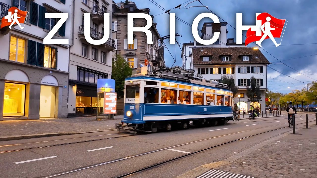 Zurich Evening Magic 🇨🇭 | Scenic Walking Tour Through Switzerland's Streets