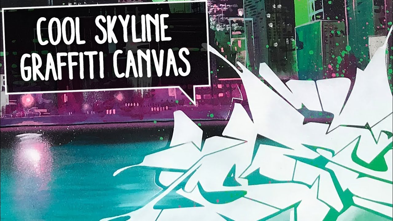 GRAFFITI SKYLINE CANVAS | Smoe painting a commission