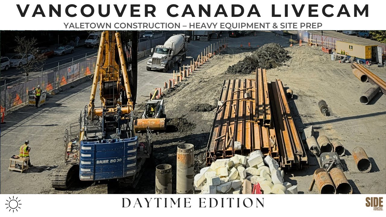 🔴 Live | Vancouver Construction Cam – Yaletown Cranes & Excavators | ☀️ Day | 2026-01-20 Tue