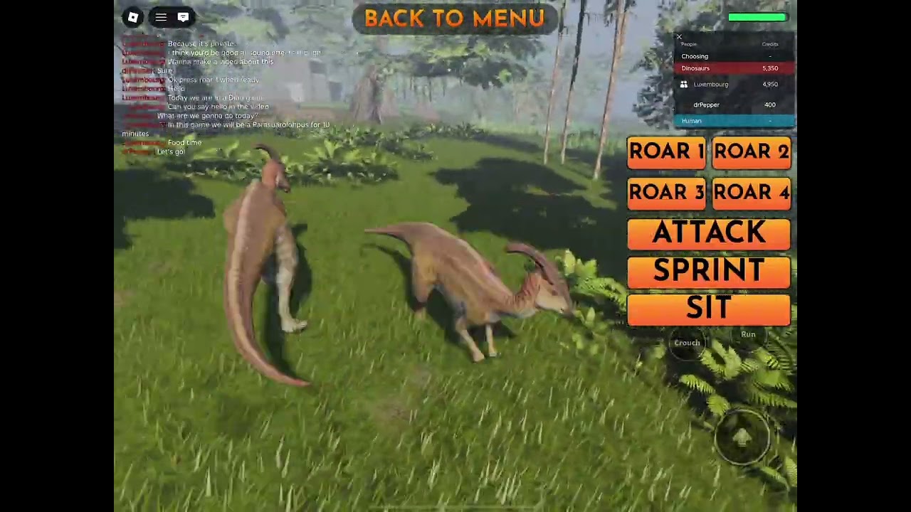 Being a dinosaur in Roblox