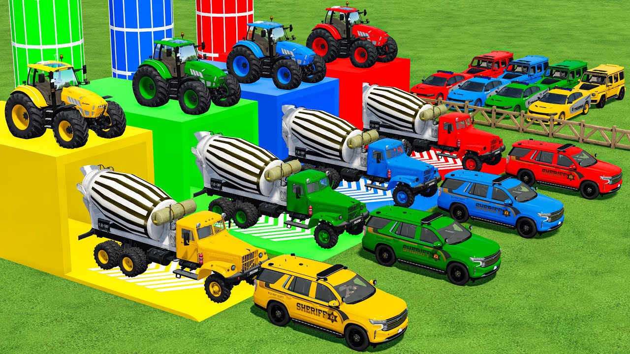 Garage With Colors | Mixer Truck Vs BRABUS Car Vs Dutz Farh In Fs22 | Farming Simulator 22 