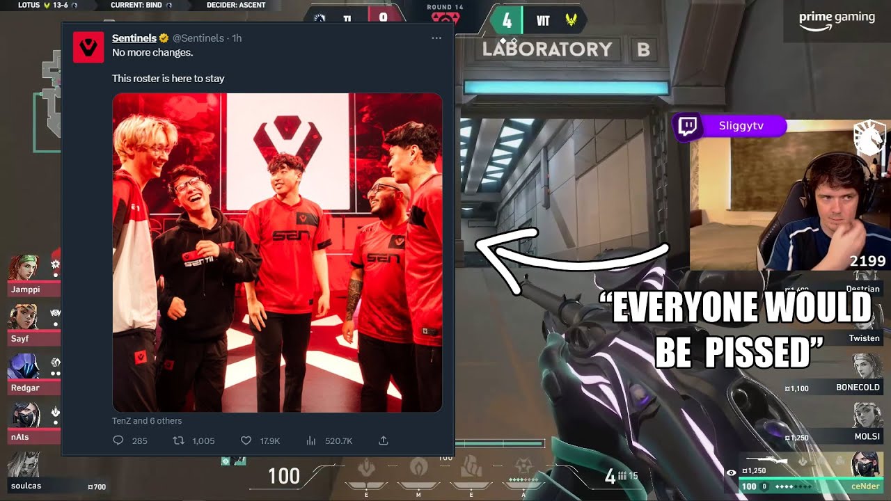 Sliggy Explains SENTINELS Roster Update Troll Tweet