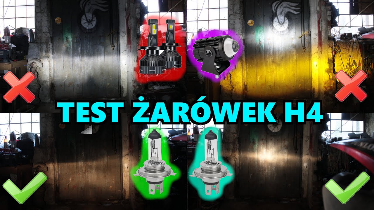 Test żarówek H4 i soczewek LED w motocyklu