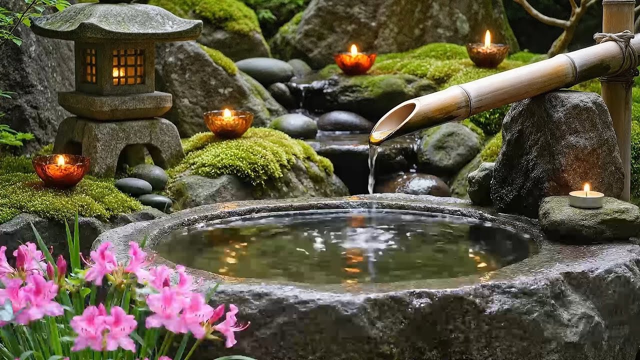 Peaceful Japanese Zen Garden Water Fountain Sounds for Deep Sleep, Meditation & Stress Relief