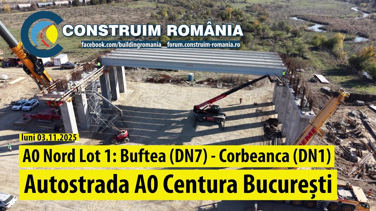 Autostrada de Centură București #A0 Nord Lot 1: DN7-DN1 | Primele grinzi ridicate | 2025.11.03