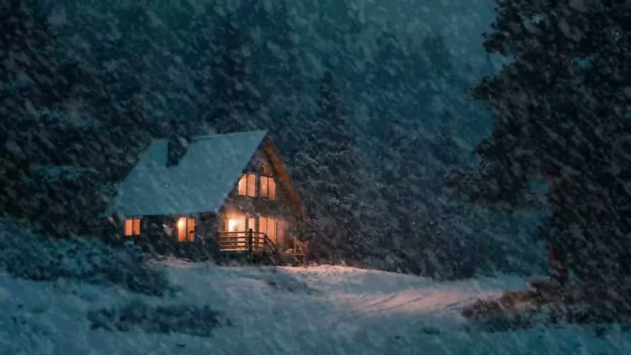 ❄️ Snowstorm Night ASMR | Blizzard Outside a Cozy Cabin for 3 Hours | Sleep Aid Stress Relief Focus