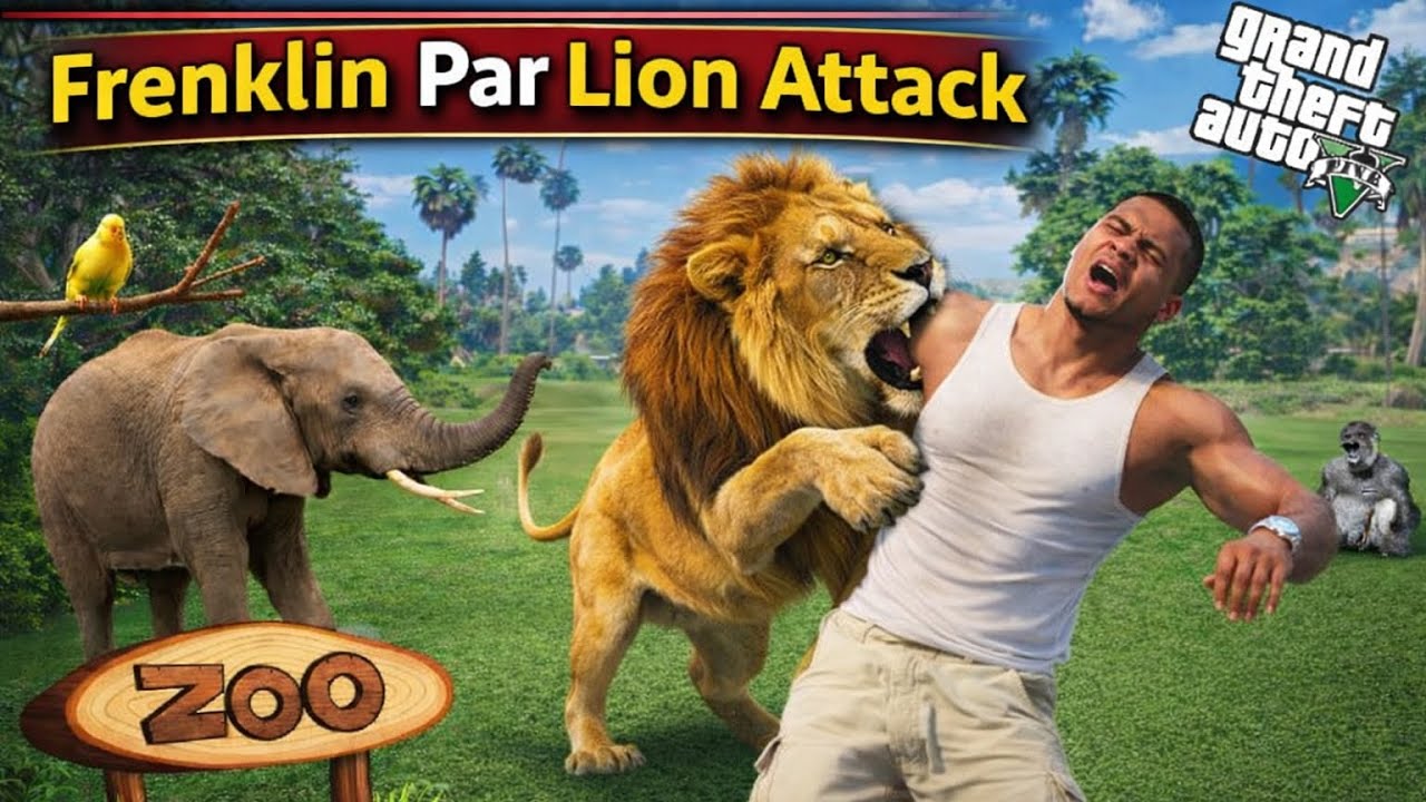 🔥GTA 5 Zoo Mein Frenklin Par Sher Ka Khatarnaak Attack 😱 | Elephant vs Lion Scene!