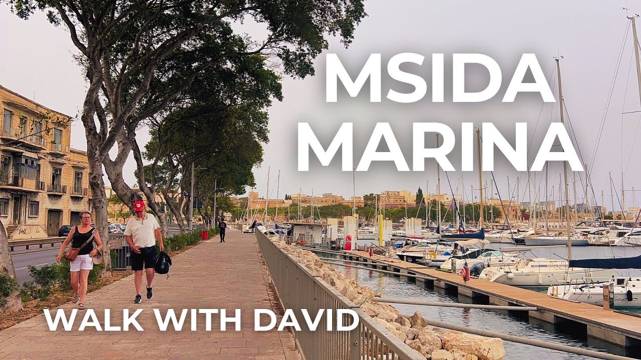 Msida Yacht Marina Walking Tour | Promenade walk May | 4K HDR 60fps