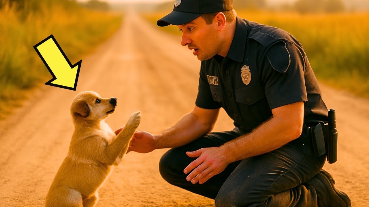 CACHORRO SIGUE A POLICÍA POR HORAS… PERO EL MOTIVO SORPRENDENTE LO DEJA EN SHOCK