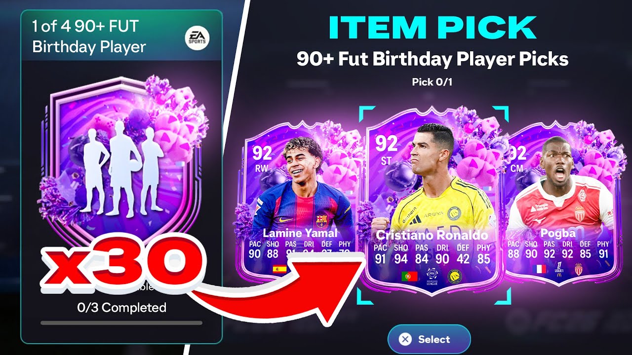 30 x 90+ FUT Команда на день рождения с выбором 1 или 2 игроков!